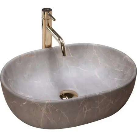 Obiecte Sanitare - Lavoar pe blat Rea Lara Beige 48,5 cm