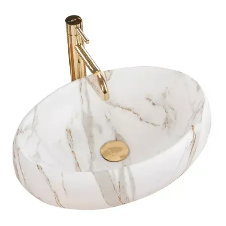 Obiecte Sanitare - Lavoar pe blat Rea Linda oval finisaj piatra lava mat 49 cm