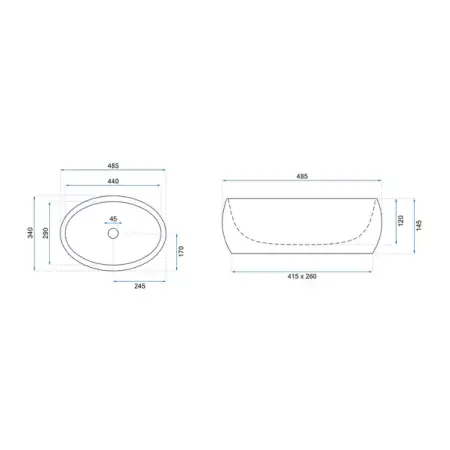 Lavoar pe blat Rea Linda oval finisaj piatra lava mat 49 cm [4]