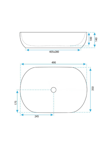 Lavoar pe blat Rea Lisa Mocca Matt oval ceramica sanitara 490x350 mm finisaj mat bej [9]