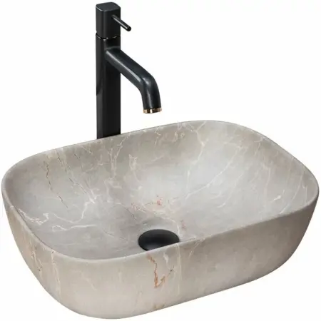 Obiecte Sanitare - Lavoar pe blat Rea Livia Beige 46,5 cm