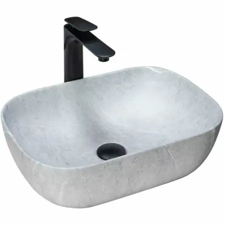 Obiecte Sanitare - Lavoar pe blat Rea Livia Grey 46.5 cm
