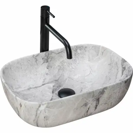 Obiecte Sanitare - Lavoar pe blat Rea Livia Stone 46,5 cm