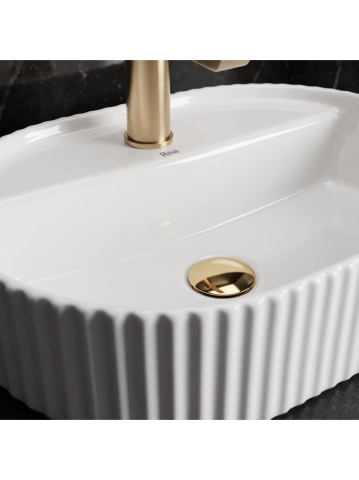 Lavoar pe blat Rea Marcela 45 oval alb lucios ceramica sanitara 445x340 mm [4]