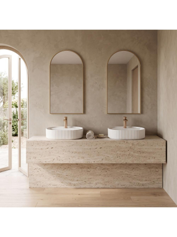 Lavoar pe blat Rea Marcela 45 oval alb lucios ceramica sanitara 445x340 mm [6]