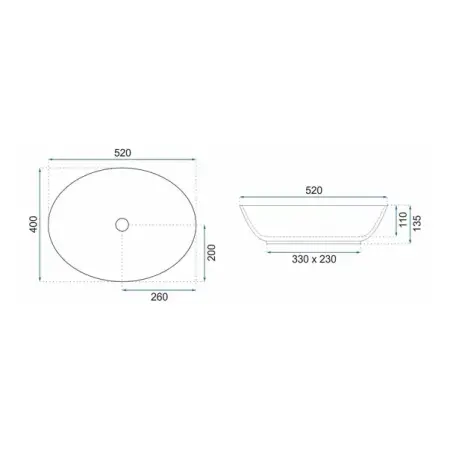 Lavoar pe blat Rea Margot oval 52 cm albastru-auriu [1]