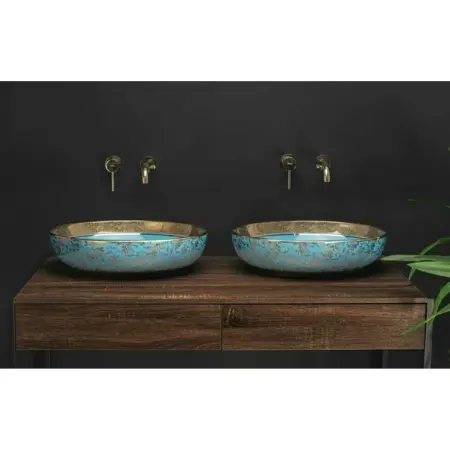 Lavoar pe blat Rea Margot oval 52 cm albastru-auriu [4]