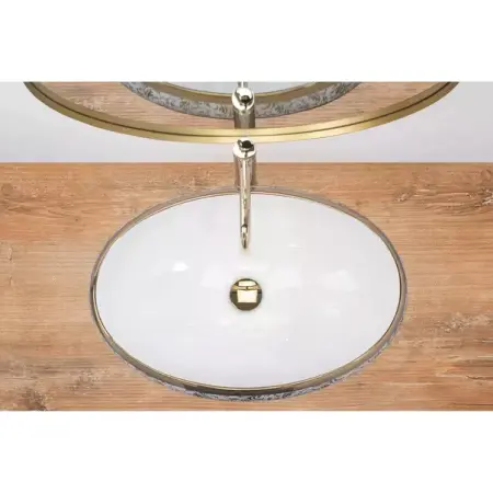 Lavoar pe blat Rea Melania Meryl oval finisaj alb - auriu 60 cm [2]