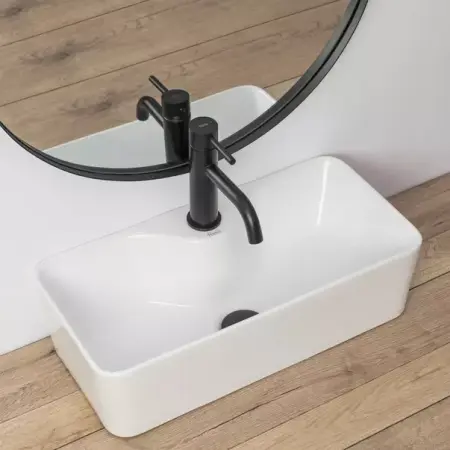 Obiecte Sanitare - Lavoar pe blat Rea Mery dreptunghiular finisaj alb lucios 51 cm