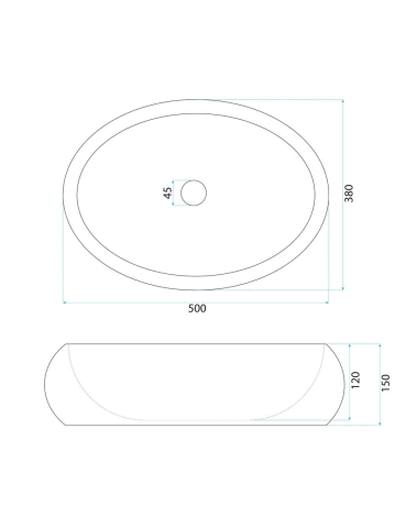 Lavoar pe blat Rea Mika Canyon piatră compozită oval 500x380mm maro imitație piatră [10]