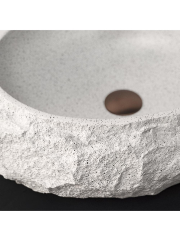 Lavoar pe blat Rea Mika Cloudy piatră compozită mat oval 500x380 mm [4]