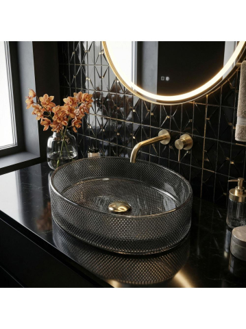 Obiecte Sanitare - Lavoar pe blat REA Mirella negru