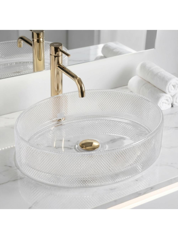 Lavoar pe blat REA Mirella Transparent lucios oval 495x380 mm sticla securizata [6]