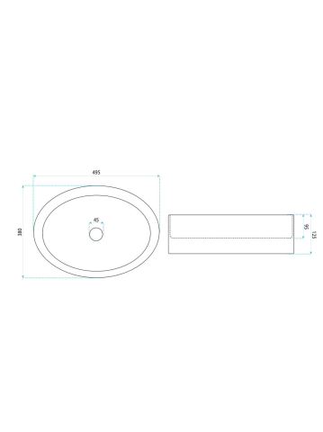 Lavoar pe blat REA Mirella Transparent lucios oval 495x380 mm sticla securizata [7]