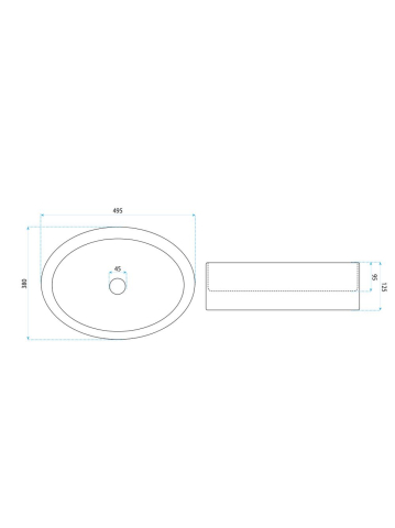 Lavoar pe blat REA Mirella Transparent lucios oval 495x380 mm sticla securizata [9]
