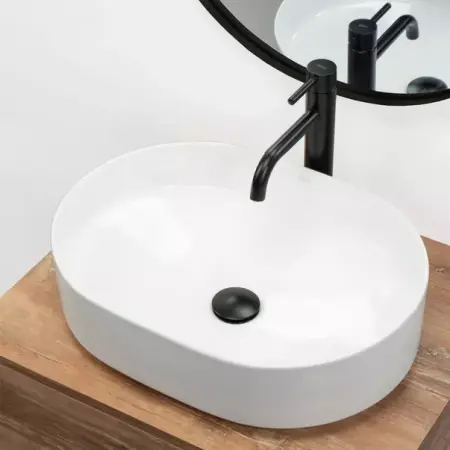 Lavoar pe blat Rea Nadia oval finisaj alb lucios 50 cm [2]