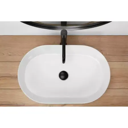 Lavoar pe blat Rea Nadia oval finisaj alb lucios 61 cm [2]