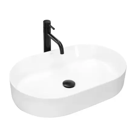 Obiecte Sanitare - Lavoar pe blat Rea Nadia oval finisaj alb lucios 61 cm