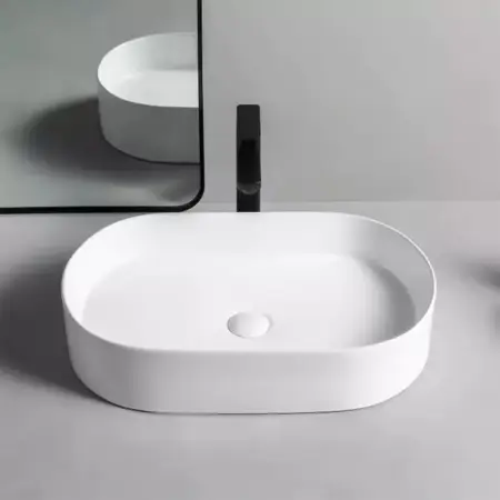 Lavoar pe blat Rea Nadia oval finisaj alb lucios 61 cm [6]