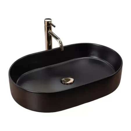 Obiecte Sanitare - Lavoar pe blat Rea Nadia oval finisaj negru mat 61 cm
