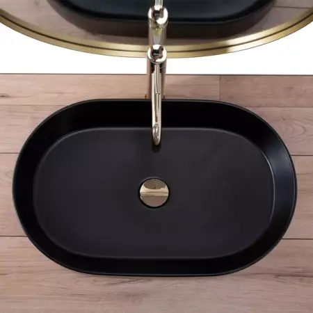 Lavoar pe blat Rea Nadia oval finisaj negru mat 61 cm [2]
