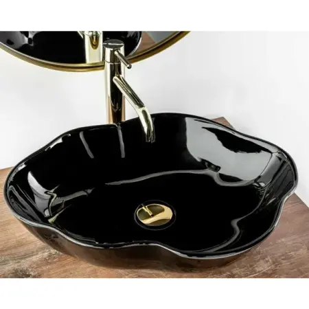 Lavoar pe blat Rea Pearl negru lucios 51,5 cm [3]