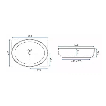 Lavoar pe blat Rea Queen Thunder oval finisaj alb piatra lucios 55 cm [5]