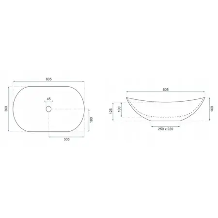 Lavoar pe blat Rea Royal Aiax stil marmura 60 cm [2]