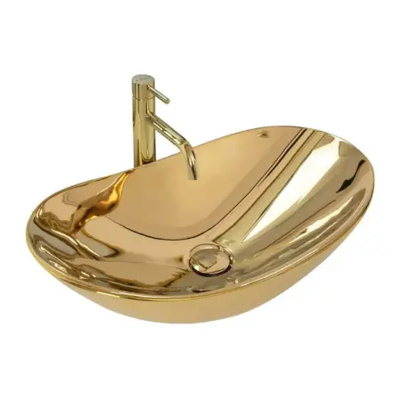 Obiecte Sanitare - Lavoar pe blat Rea Royal auriu 60 cm