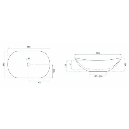 Lavoar pe blat Rea Royal granit lucios 60 cm [4]