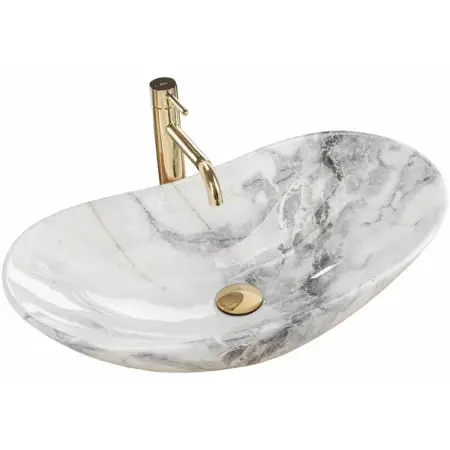 Obiecte Sanitare - Lavoar pe blat Rea Royal granit lucios 60 cm