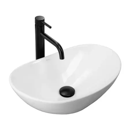 Obiecte Sanitare - Lavoar pe blat Rea Royal Mini oval finisaj alb lucios 48 cm
