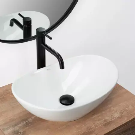 Lavoar pe blat Rea Royal Mini oval finisaj alb lucios 48 cm [2]