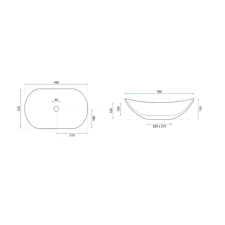 Lavoar pe blat Rea Royal Mini oval finisaj alb lucios 48 cm [5]