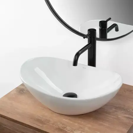Lavoar pe blat Rea Royal Mini oval finisaj alb lucios 48 cm [4]