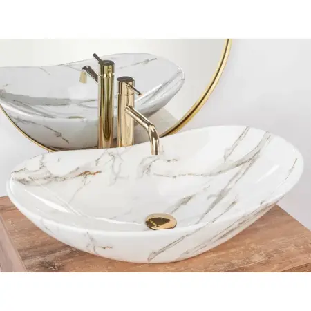 Lavoar pe blat Rea Royal model marmura Lava 60 cm [4]