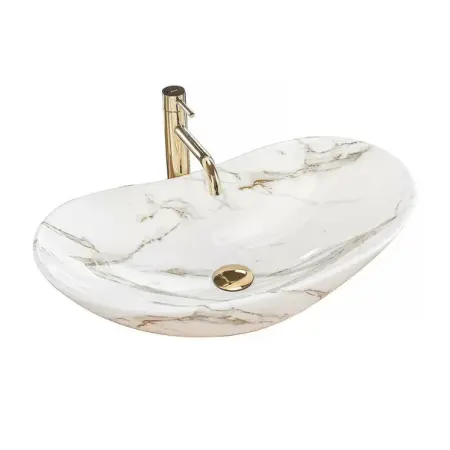 Obiecte Sanitare - Lavoar pe blat Rea Royal model marmura Lava 60 cm