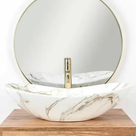 Lavoar pe blat Rea Royal model marmura Lava 60 cm [3]