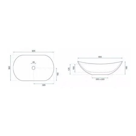 Lavoar pe blat Rea Royal oval finisaj piatra lava mat 60 cm [4]