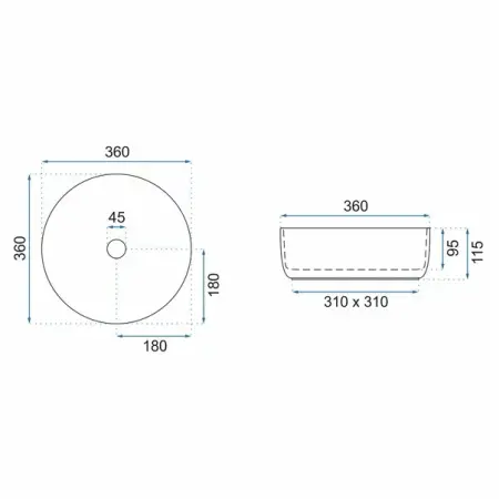 Lavoar pe blat Rea Sami 36 cm [7]