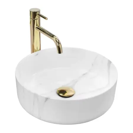 Obiecte Sanitare - Lavoar pe blat Rea Sami alb marmura lucios 36 cm