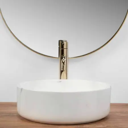 Lavoar pe blat Rea Sami alb marmura lucios 36 cm [3]