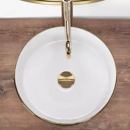 Lavoar pe blat Rea Sami rotund finisaj alb - auriu periat 36 cm [2]