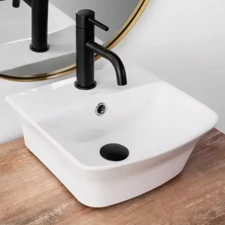 Lavoar pe blat Rea Selma dreptunghiular finisaj alb lucios 34 cm [3]
