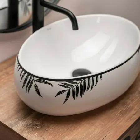 Lavoar pe blat Rea Shila alb oval 49 cm [4]