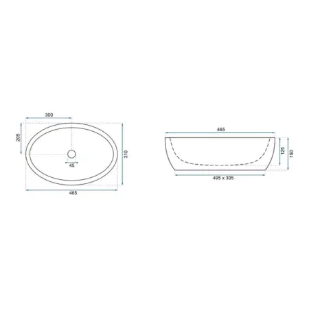 Lavoar pe blat Rea Shila alb oval 49 cm [1]