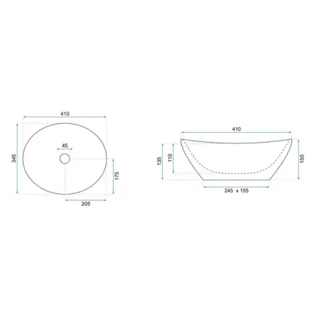 Lavoar pe blat Rea Sofia 41 cm alb - auriu periat [1]