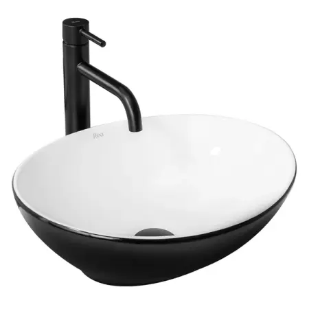 Obiecte Sanitare - Lavoar pe blat Rea Sofia 41 cm alb - negru