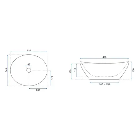 Lavoar pe blat Rea Sofia 41 cm alb - negru [1]