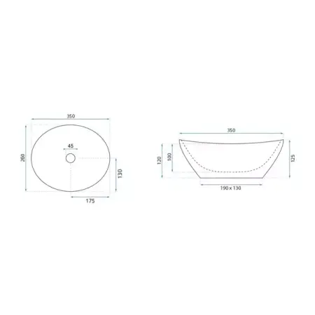 Lavoar pe blat Rea Sofia Mini Aiax oval finisaj alb piatra lucios 35 cm [5]